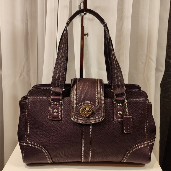 Coach Handbags - Coach Hamptons Purple Leather Satchel